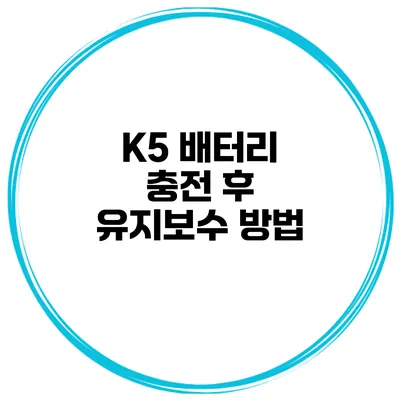 K5 배터리 충전 후 유지보수 방법