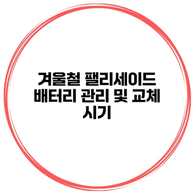겨울철 팰리세이드 배터리 관리 및 교체 시기