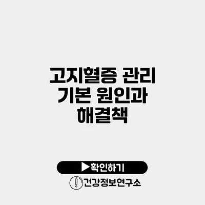 고지혈증 관리 기본 원인과 해결책