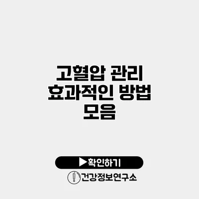 고혈압 관리 효과적인 방법 모음
