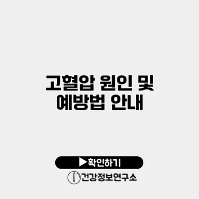 고혈압 원인 및 예방법 안내