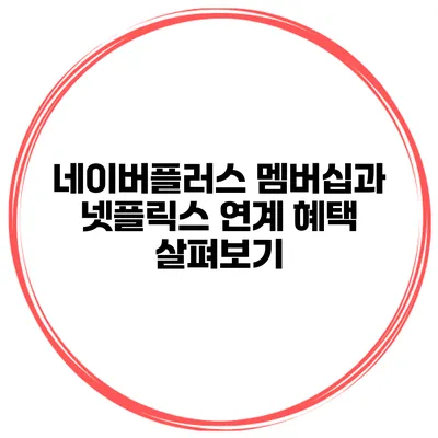 네이버플러스 멤버십과 넷플릭스 연계 혜택 살펴보기
