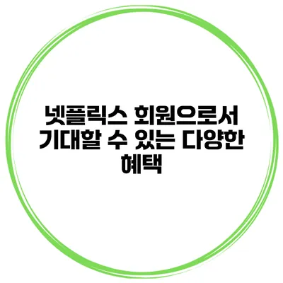 넷플릭스 회원으로서 기대할 수 있는 다양한 혜택