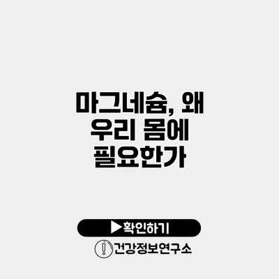 마그네슘, 왜 우리 몸에 필요한가?