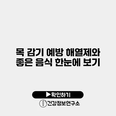 목 감기 예방 해열제와 좋은 음식 한눈에 보기