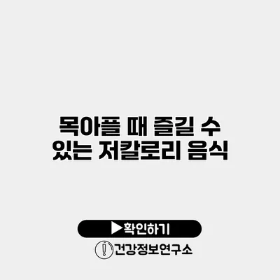 목아플 때 즐길 수 있는 저칼로리 음식