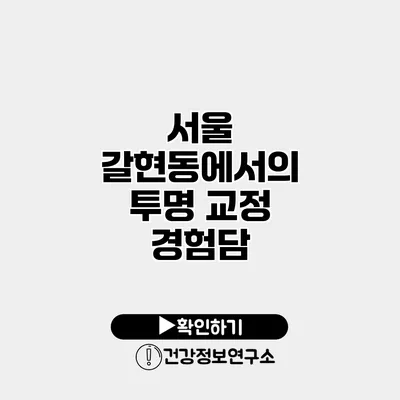 서울 갈현동에서의 투명 교정 경험담