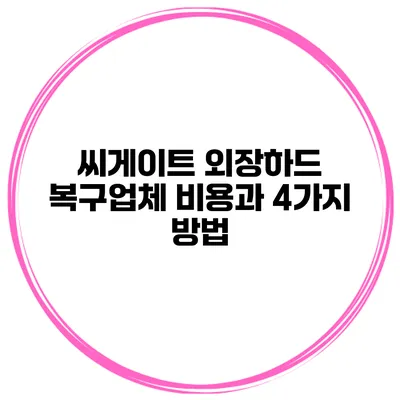씨게이트 외장하드 복구업체 비용과 4가지 방법
