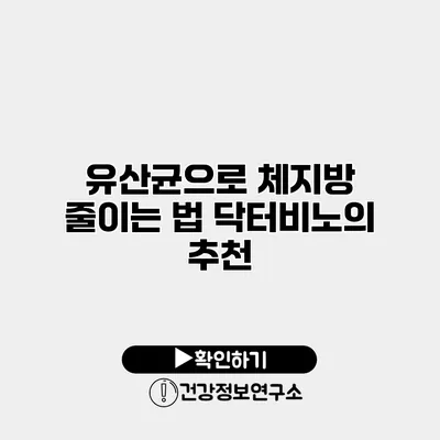 유산균으로 체지방 줄이는 법 닥터비노의 추천