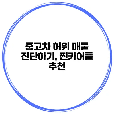 중고차 허위 매물 진단하기, 찐카어플 추천