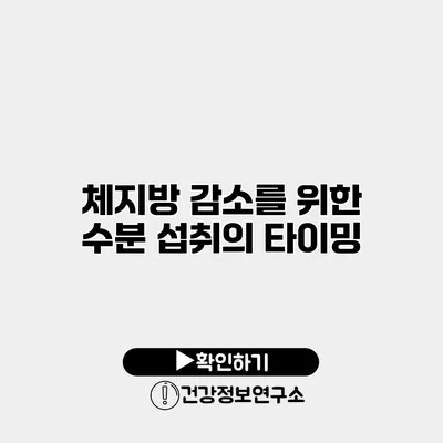 체지방 감소를 위한 수분 섭취의 타이밍