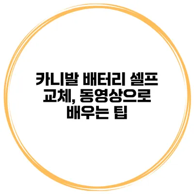 카니발 배터리 셀프 교체, 동영상으로 배우는 팁