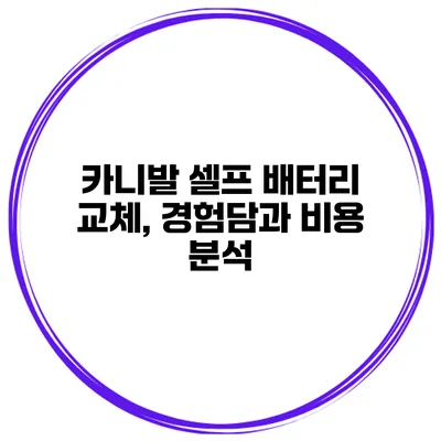 카니발 셀프 배터리 교체, 경험담과 비용 분석