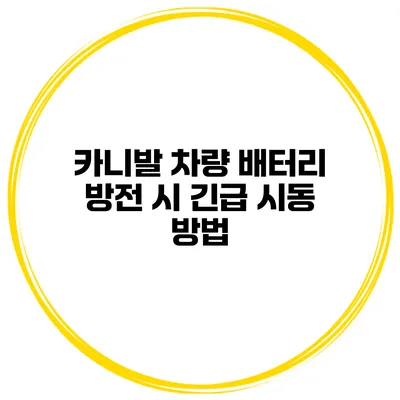 카니발 차량 배터리 방전 시 긴급 시동 방법
