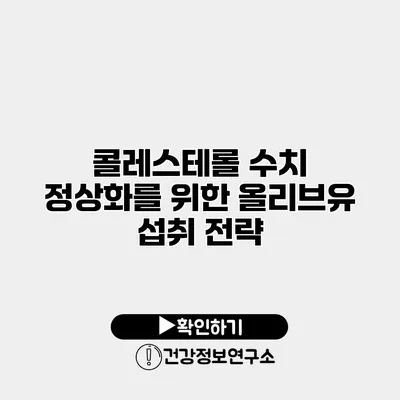 콜레스테롤 수치 정상화를 위한 올리브유 섭취 전략