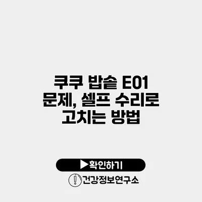 쿠쿠 밥솥 E01 문제, 셀프 수리로 고치는 방법