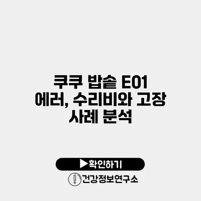 쿠쿠 밥솥 E01 에러, 수리비와 고장 사례 분석