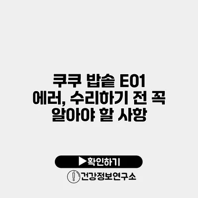 쿠쿠 밥솥 E01 에러, 수리하기 전 꼭 알아야 할 사항