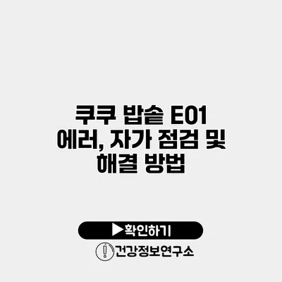 쿠쿠 밥솥 E01 에러, 자가 점검 및 해결 방법