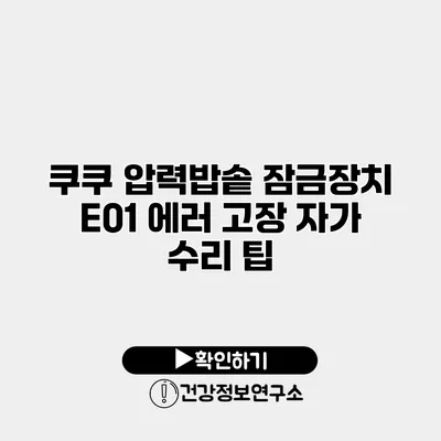 쿠쿠 압력밥솥 잠금장치 E01 에러 고장 자가 수리 팁