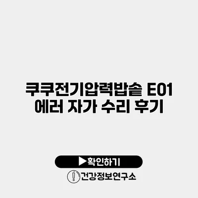 쿠쿠전기압력밥솥 E01 에러 자가 수리 후기